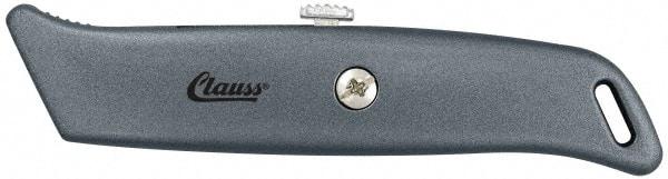 Clauss - Retractable Utility Knife - 2-1/4" Blade, Gray Steel Handle, 1 Blade Included - Americas Industrial Supply