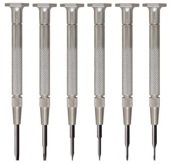 Moody Tools - 6 Piece Slotted Screwdriver Set - Blade Sizes: Width 0.025, 0.04, 0.055, 0.07, 0.08 & 0.1 - Americas Industrial Supply