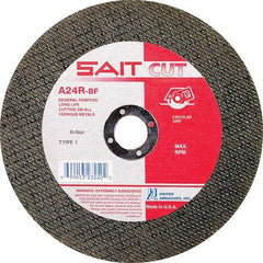 Sait - 8" 24 Grit Aluminum Oxide Cutoff Wheel - 3/32" Thick, 5/8" Arbor, 7,600 Max RPM, Use with Circular Saws - Americas Industrial Supply