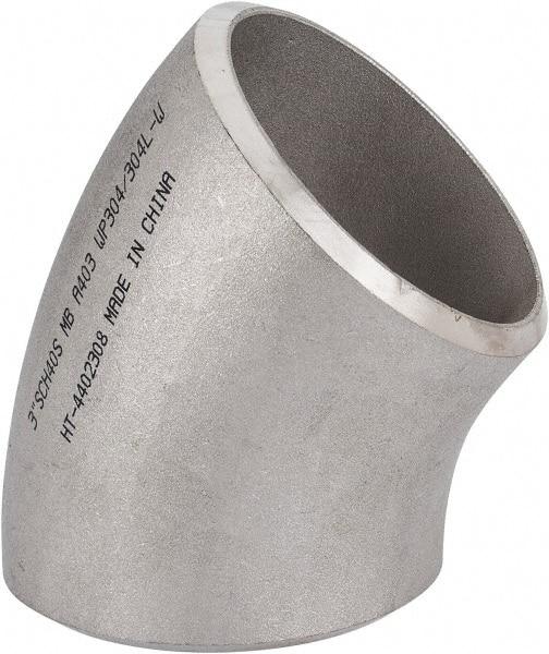Merit Brass - 3" Grade 304L Stainless Steel Pipe 45° Long Radius Elbow - Butt Weld x Butt Weld End Connections - Americas Industrial Supply