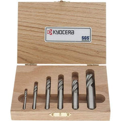 SGS - 1/8 to 1/2", 4 Flute Square End Mill Set - Uncoated, Solid Carbide, Single End, 1/8, 3/16, 1/4, 5/16, 3/8, 1/2" Shank Diam, Centercutting - Americas Industrial Supply