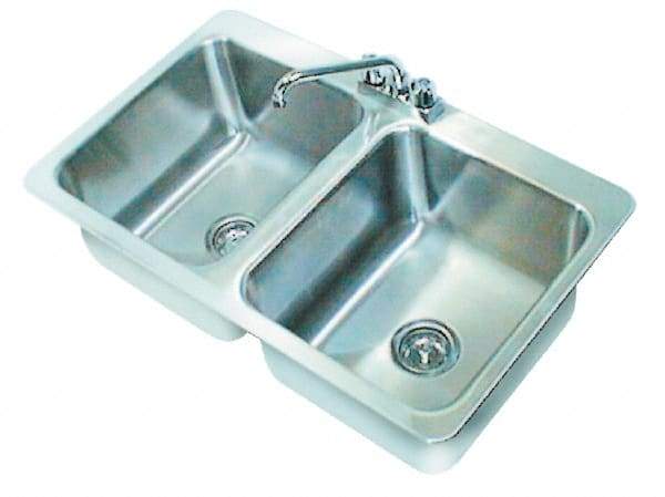 Advance Tabco - 14" Long x 16" Wide Inside, 2 Compartment, Stainless Steel Stainless Steel Drop In Sink - 18 Gauge, 33-1/2" Long x 20-1/2" Wide Outside, 10" Deep - Americas Industrial Supply