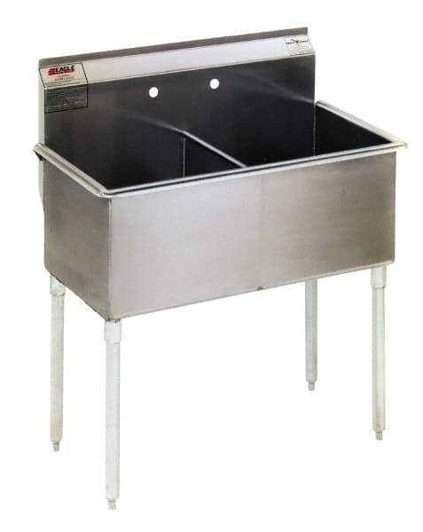 Eagle MHC - 48" Long x 24" Wide Inside, 2 Compartment, Stainless Steel Stainless Steel Scullery Sink - 16 Gauge, 51" Long x 27-1/2" Wide x 42" High Outside, 14" Deep - Americas Industrial Supply