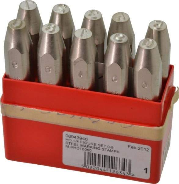 Pryor - 10 Piece, 1/4" Character Steel Stamp Set - Figures, Heavy Duty - Americas Industrial Supply