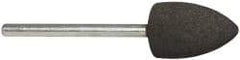 Cratex - 1/2" Max Diam x 3/4" Thick, Shape Code B42, Rubberized Point - Medium Grade, Aluminum Oxide, Mounted - Americas Industrial Supply