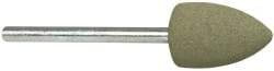 Cratex - 1/2" Max Diam x 3/4" Thick, Shape Code B42, Rubberized Point - Fine Grade, Aluminum Oxide, Mounted - Americas Industrial Supply