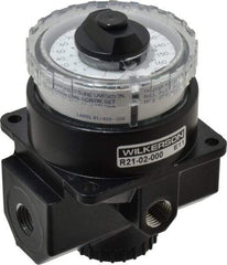 Wilkerson - 1/4 NPT Port, 117 CFM, Zinc Dial Air Regulator - 5 to 160 psi Range, 300 Max psi Supply Pressure, 1/4" Gauge Port Thread, 3.2" Wide x 4.19" High - Americas Industrial Supply