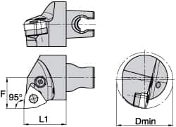 Kennametal - Left Hand Cut, Size KM3225, WN.. Insert Compatiblity, Internal Modular Turning & Profiling Cutting Unit Head - 22mm Ctr to Cutting Edge, 30mm Head Length, Through Coolant, Series Kenlever - Americas Industrial Supply