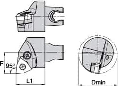 Kennametal - Left Hand Cut, Size KM3225, WN.. Insert Compatiblity, Internal Modular Turning & Profiling Cutting Unit Head - 22mm Ctr to Cutting Edge, 30mm Head Length, Through Coolant, Series Kenlever - Americas Industrial Supply