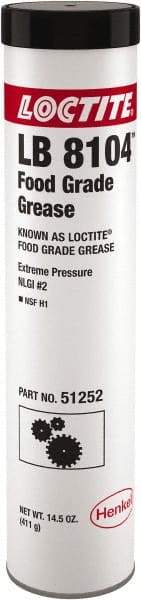 Loctite - 14.5 oz Cartridge Aluminum Complex Extreme Pressure Grease - White, Food Grade & Extreme Pressure, 450°F Max Temp, - Americas Industrial Supply