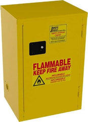 Jamco - 1 Door, 1 Shelf, Yellow Steel Space Saver Safety Cabinet for Flammable and Combustible Liquids - 35" High x 23" Wide x 18" Deep, Manual Closing Door, 3 Point Key Lock, 12 Gal Capacity - Americas Industrial Supply