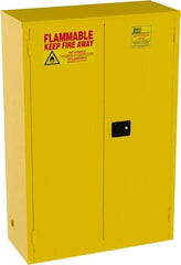 Jamco - 2 Door, 2 Shelf, Yellow Steel Standard Safety Cabinet for Flammable and Combustible Liquids - 65" High x 43" Wide x 18" Deep, Self Closing Door, 3 Point Key Lock, 45 Gal Capacity - Americas Industrial Supply