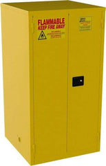 Jamco - 2 Door, 2 Shelf, Yellow Steel Standard Safety Cabinet for Flammable and Combustible Liquids - 65" High x 34" Wide x 34" Deep, Manual Closing Door, 3 Point Key Lock, 60 Gal Capacity - Americas Industrial Supply