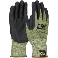 09-K1600/S Gloves w/Kevlar Brand - G-Tek KEV - Kevlar Engineered Yarn - Yel/Blk 13 Gauge - Nitrile Foam - A7 - Exact Industrial Supply