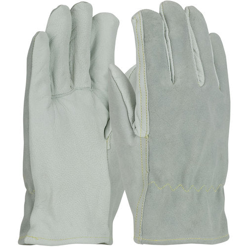 ‎09-K3720/XL Leather Gloves W/KEVLAR - Goatskin/Split Cowhide Drivers - 13G Kevlar Lining - Straight Thumb - A2 - Exact Industrial Supply