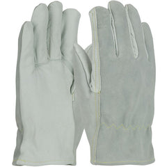 ‎09-K3720/L Leather Gloves W/KEVLAR - Goatskin/Split Cowhide Drivers - 13G Kevlar Lining - Straight Thumb - A2 - Exact Industrial Supply