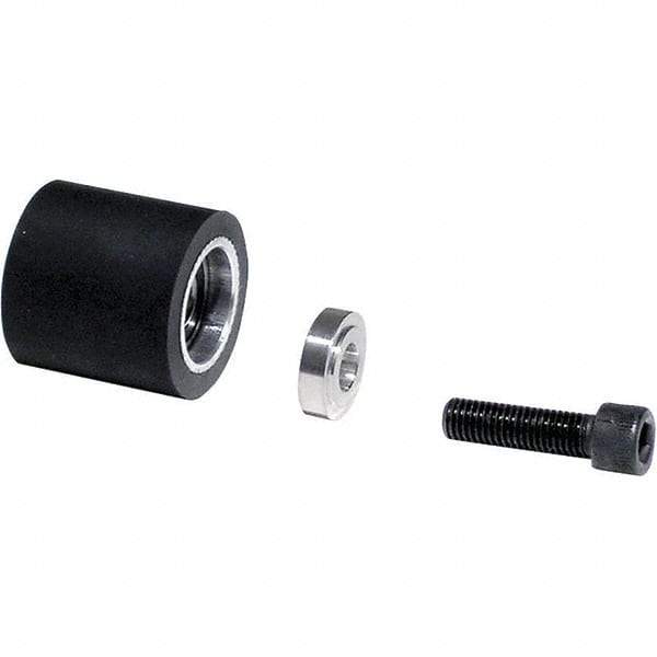 Dynabrade - 1" Diam x 1" Wide Contact Wheel Assembly - 1/4" Arbor Hole, Flat, 80 Duro Rubber Face - Americas Industrial Supply