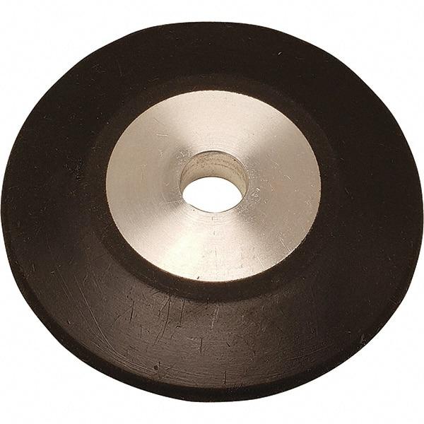 Dynabrade - 4" Diam x 1/2" Wide Contact Wheel - 1/4" Arbor Hole, Radiused, 70 Duro Rubber Face - Americas Industrial Supply