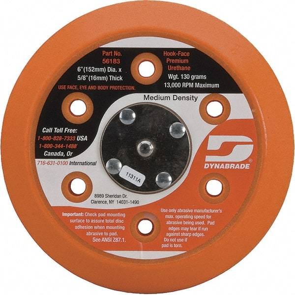 Dynabrade - 6" Diam Disc Backing Vacuum Replacement Pad - Medium Density, 13,000 RPM - Americas Industrial Supply