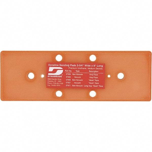 Dynabrade - 8 x 2-3/4" Rectangular Adhesive/PSA Backing Pad - Dynaline Compatible, Screw Attachment, Vacuum Pad, 3/8" Thick, Medium Density - Americas Industrial Supply