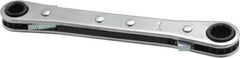 Lang - 1/4" x 5/16" 12 Point Reversible Ratcheting Box Wrench - Double End, 4-1/2" OAL, Steel, Nickel Chrome Finish - Americas Industrial Supply