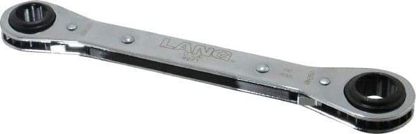 Lang - 5/8" x 3/4" 12 Point Reversible Ratcheting Box Wrench - Double End, 8-1/8" OAL, Steel, Nickel Chrome Finish - Americas Industrial Supply