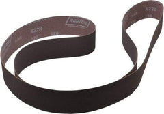 Norton - 2" Wide x 72" OAL, 120 Grit, Aluminum Oxide Abrasive Belt - Aluminum Oxide, Fine, Coated, X Weighted Cloth Backing, Series R228 - Americas Industrial Supply