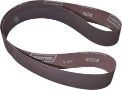 Norton - 2" Wide x 60" OAL, 120 Grit, Aluminum Oxide Abrasive Belt - Aluminum Oxide, Fine, Coated, X Weighted Cloth Backing, Series R228 - Americas Industrial Supply