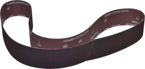 Norton - 2-1/2" Wide x 60" OAL, 60 Grit, Aluminum Oxide Abrasive Belt - Aluminum Oxide, Medium, Coated, X Weighted Cloth Backing, Series R228 - Americas Industrial Supply