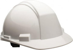 North - ANSI Type II, Class E Rated, 4-Point, Ratchet Adjustment Hard Hat - Size 6-1/2 to 8, White, Standard Brim - Americas Industrial Supply