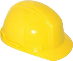 North - ANSI Type II, Class E Rated, 4-Point, Ratchet Adjustment Hard Hat - One Size Fits Most, Yellow, Standard Brim - Americas Industrial Supply
