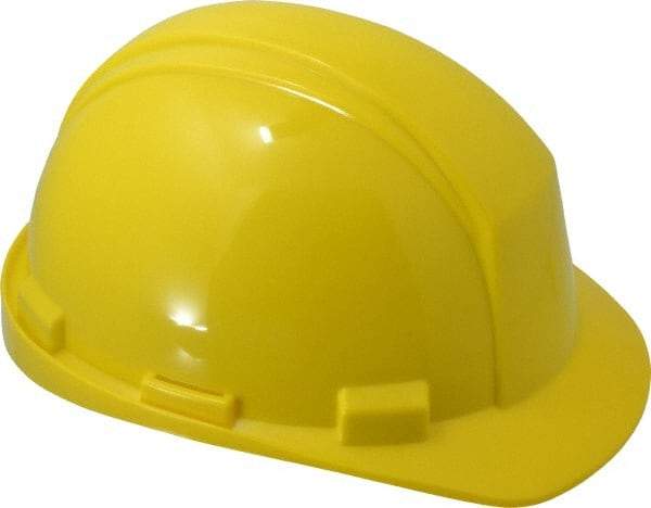 North - ANSI Type II, Class E Rated, 4-Point, Pin Lock Adjustment Hard Hat - Size 6-1/2 to 8, Yellow, Standard Brim - Americas Industrial Supply