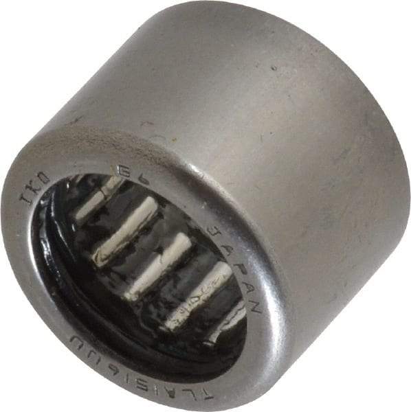 IKO - 0.591" Bore Diam, 1,750 Lb. Dynamic Capacity, 15 x 21 x 16mm, Caged, Double Seal, Open End, Shell Needle Roller Bearing - 0.827" Outside Diam, 0.63" Wide - Americas Industrial Supply