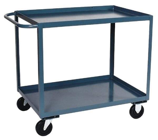 Durham - 1,200 Lb Capacity, 30" Wide x 60" Long x 37-3/4" High Service Cart - 2 Shelf, Steel, Hard Rubber Casters - Americas Industrial Supply