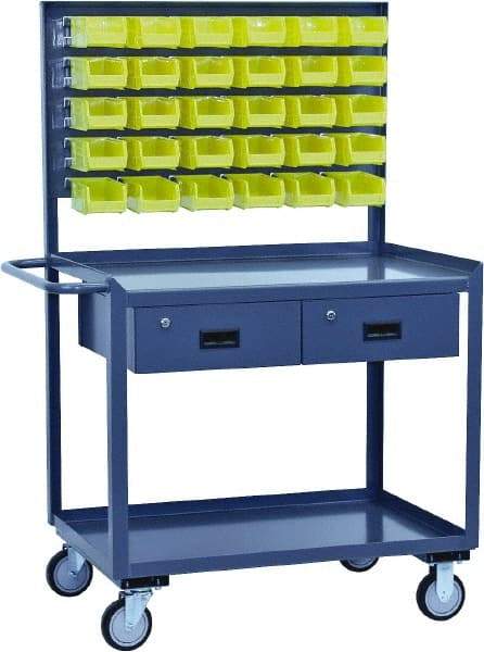 Jamco - Durable Utility Carts with Rack Mobile Workbench and Louvered Panel - Steel, Gray, 24" Long x 36" Deep x 62" High - Americas Industrial Supply