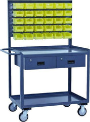 Jamco - Durable Utility Carts with Rack Mobile Workbench and Louvered Panel - Steel, Gray, 30" Long x 36" Deep x 62" High - Americas Industrial Supply