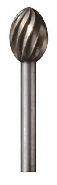 Dremel - 5/16" Cut Diam, 1/8" Shank Diam, Egg Head Single Cut Burr - High Speed Steel, Point End - Americas Industrial Supply