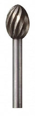 Dremel - 5/16" Cut Diam, 1/8" Shank Diam, Egg Head Single Cut Burr - High Speed Steel, Point End - Americas Industrial Supply