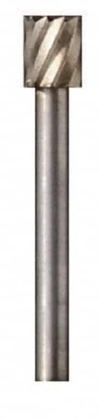 Dremel - 7/32" Cut Diam, 1/8" Shank Diam, Cylinder Head Single Cut Burr - High Speed Steel, Flat End - Americas Industrial Supply