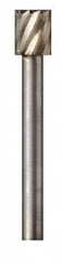 Dremel - 7/32" Cut Diam, 1/8" Shank Diam, Cylinder Head Single Cut Burr - High Speed Steel, Flat End - Americas Industrial Supply