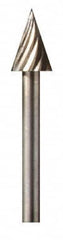 Dremel - 1/4" Cut Diam, 1/8" Shank Diam, Cone Head Single Cut Burr - High Speed Steel, Point End - Americas Industrial Supply