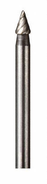 Dremel - 1/8" Cut Diam, 1/8" Shank Diam, Cone Head Single Cut Burr - High Speed Steel, Point End - Americas Industrial Supply