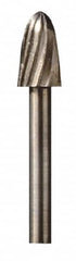 Dremel - 1/4" Cut Diam, 1/8" Shank Diam, Tree with Radius Head Single Cut Burr - High Speed Steel, Radius End - Americas Industrial Supply
