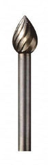 Dremel - 1/4" Cut Diam, 1/8" Shank Diam, Teardrop Head Single Cut Burr - High Speed Steel, Point End - Americas Industrial Supply
