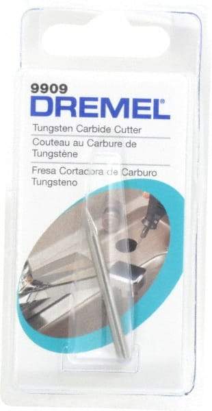 Dremel - 1/8" Cut Diam, 1/8" Shank Diam, Cone Head Double Cut Burr - Carbide, Point End, 19/64" LOC - Americas Industrial Supply