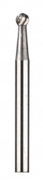 Dremel - 1/8" Cut Diam, 1/8" Shank Diam, Ball Head Double Cut Burr - Carbide, Radius End, 1/8" LOC - Americas Industrial Supply