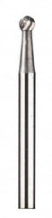 Dremel - 1/8" Cut Diam, 1/8" Shank Diam, Ball Head Double Cut Burr - Carbide, Radius End, 1/8" LOC - Americas Industrial Supply