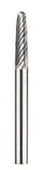 Dremel - 1/8" Cut Diam, 1/8" Shank Diam, Tree with Radius Head Double Cut Burr - Carbide, Radius End, 35/64" LOC - Americas Industrial Supply