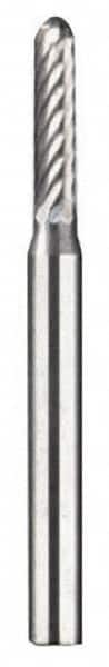 Dremel - 3/32" Cut Diam, 1/8" Shank Diam, Cylinder with Radius Head Single Cut Burr - Carbide, Radius End, 3/32" LOC - Americas Industrial Supply