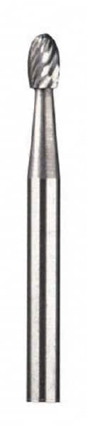 Dremel - 1/8" Cut Diam, 1/8" Shank Diam, Oval Head Double Cut Burr - Carbide, Radius End, 13/64" LOC - Americas Industrial Supply